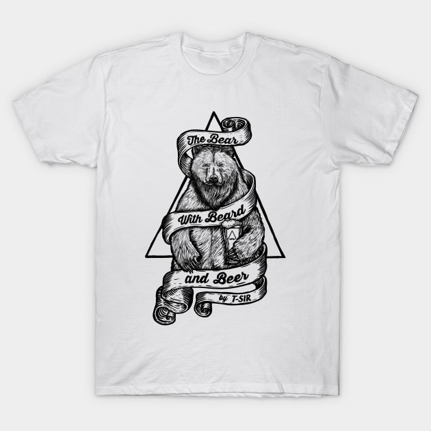 The Bear with Beard and Beer T-Shirt by OscarPostigo